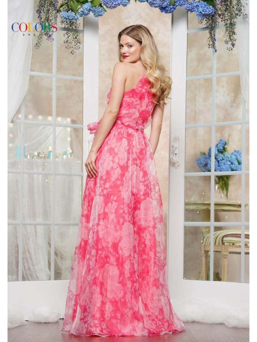 Prom Dresses Long Print Organza Formal Prom Dress  Watermelon