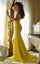 Prom Dresses Long Fitted Slit Formal Prom Dress Yellow