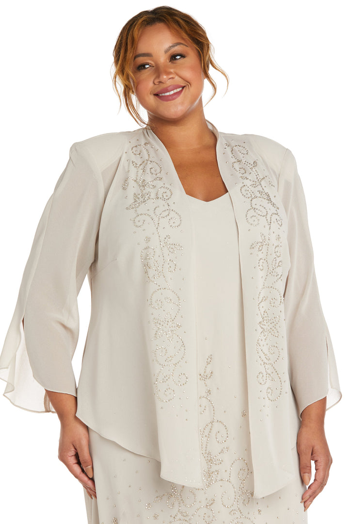 Plus Size Dresses Extra Plus Size Beaded Jacket Midi Dresses Champagne