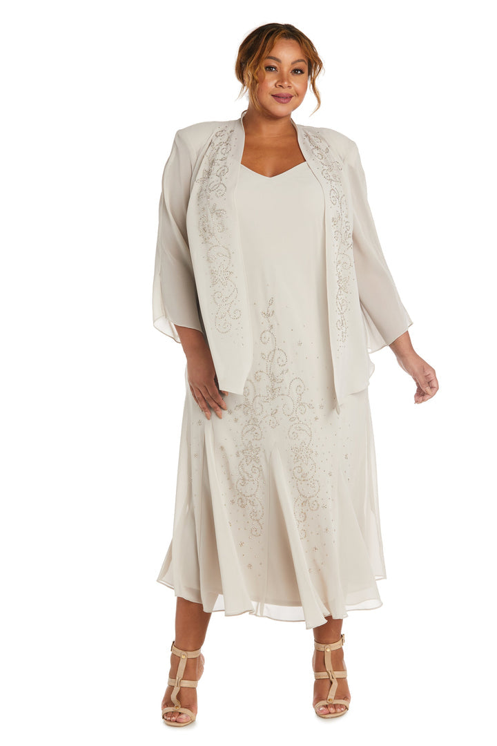 Plus Size Dresses Extra Plus Size Beaded Jacket Midi Dresses Champagne