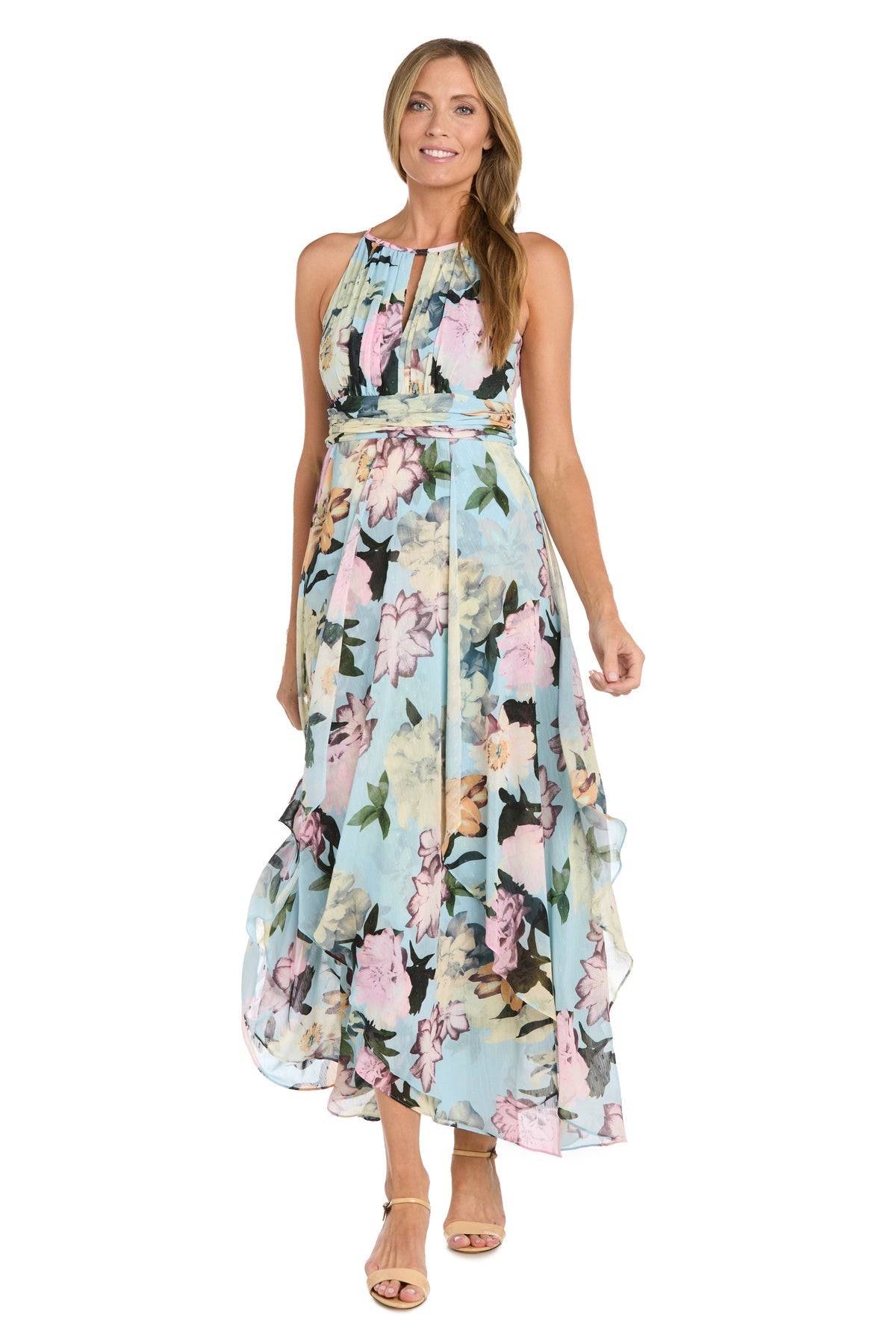 Cocktail Dresses Printed High Low A Line Formal Dress Aqua
