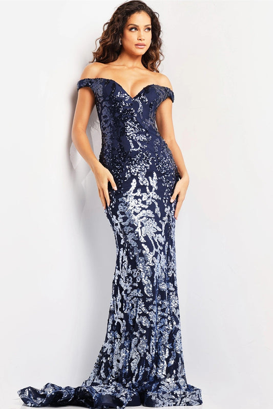 Prom Dresses Fitted Long Formal Prom Dress Navy/Light Blue