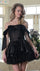 Cocktail Dresses Short Floral Applique Mini Cocktail Dress Black Black