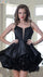 Cocktail Dresses Short Cocktail 3D Floral A Line Dress Black