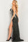 Prom Dresses Fitted High Slit Long Formal Prom Dress Black/Silver
