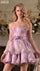 Cocktail Dresses Short A Line Printed Floral Ruffle Cocktail Dress Lilac