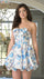 Cocktail Dresses Printed Short Cocktail A Line Dress Blue