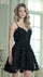 Cocktail Dresses A Line 3D Floral Short Cocktail Dress Black