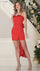 Cocktail Dresses Beaded Short Slit Cocktail Dress Red