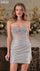 Cocktail Dresses Fitted Short Beaded Cocktail Sequin Dress Silver
