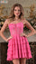Cocktail Dresses Mini Ruffle Short A Line Cocktail Dress Hot Pink