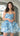 Cocktail Dresses A Line Lace Print Short Ruffle Floral Cocktail Dress Blue