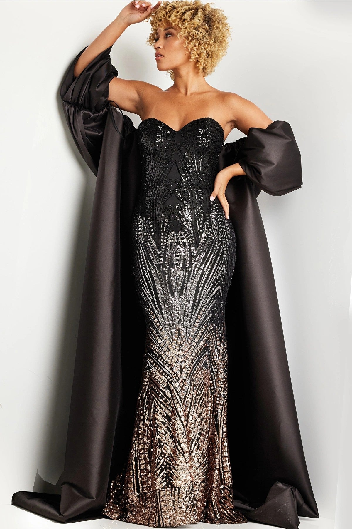 Prom Dresses Long Formal Evening Cape Prom Dress Black/Brown