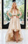 Prom Dresses A Line Long Sleeve Formal High Low Dress Gold/Gold
