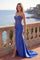 Corset Off-Shoulder Formal Evening Gown with Front Slit