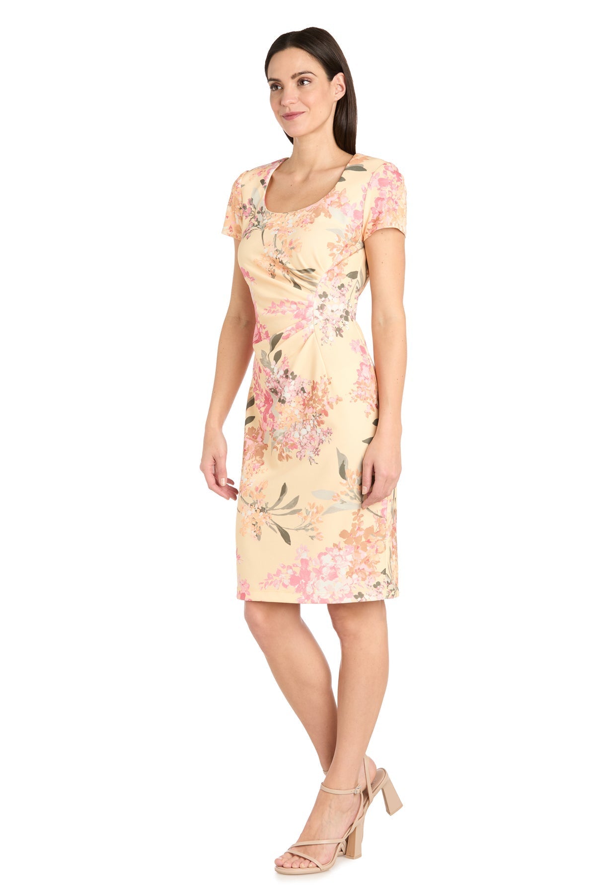 Cocktail Dresses Pleated Short Cocktail Printed Petite Dress Yellow
