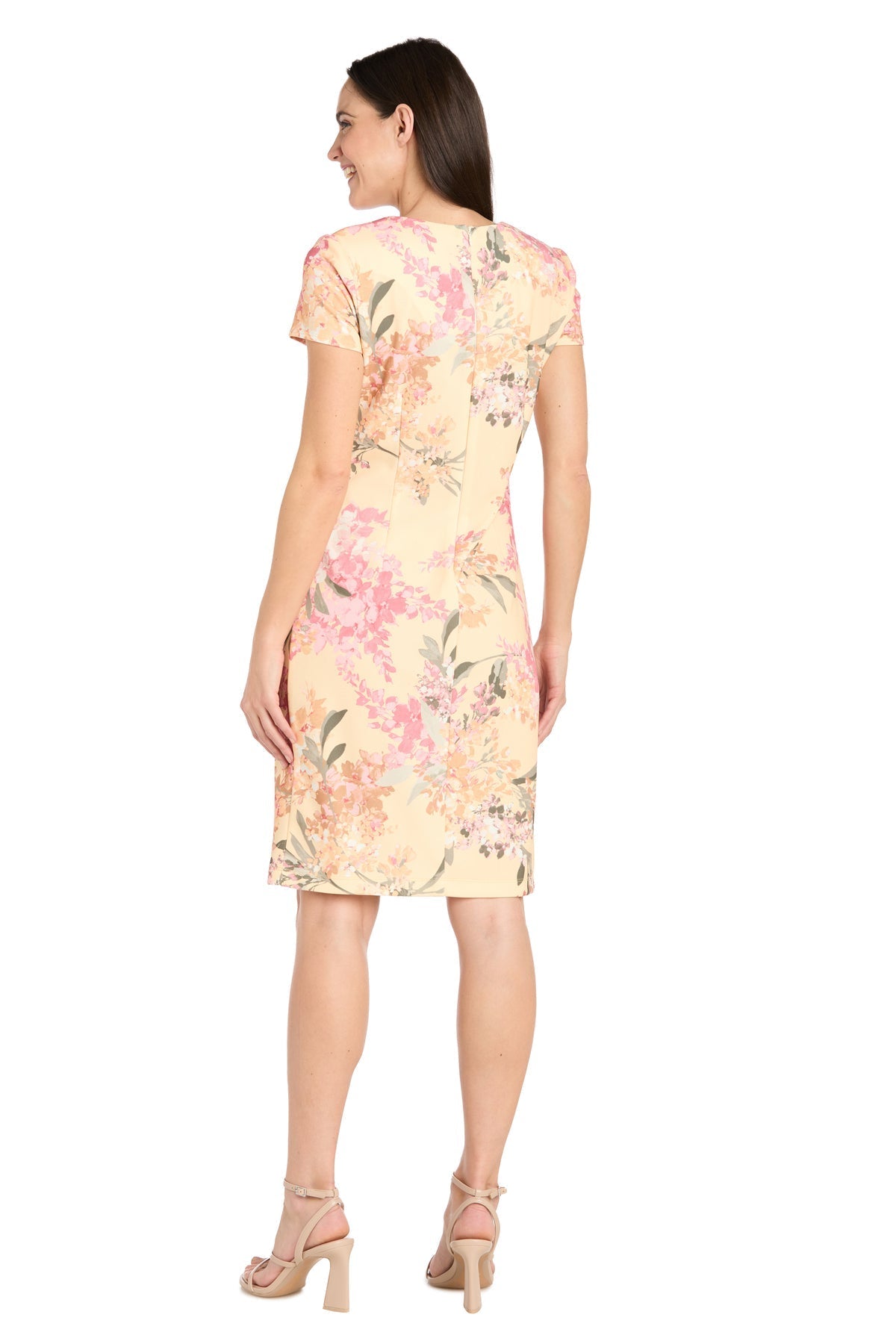 Cocktail Dresses Pleated Short Cocktail Printed Petite Dress Yellow