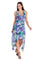 Cocktail Dresses Printed High Low Pleated Cocktail Dress Blue/Multi