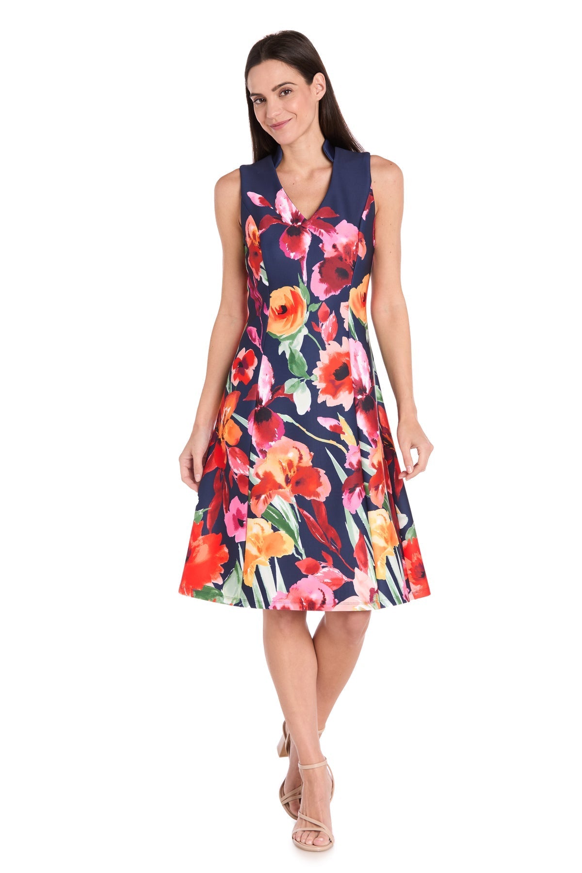 Cocktail Dresses Floral Print Short Cocktail Dress Navy/Multi