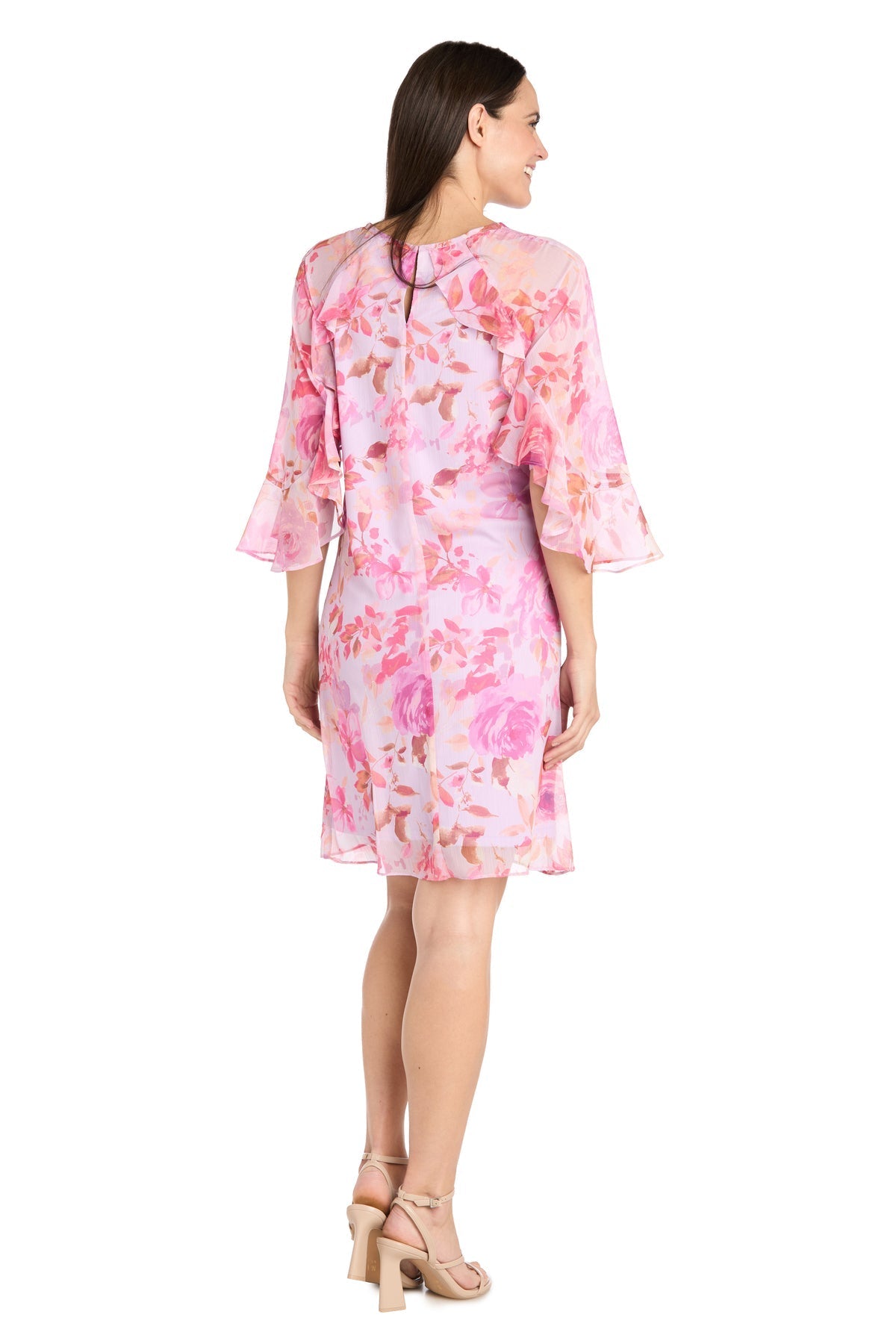 Cocktail Dresses Ruffle Short Floral Cocktail Dress Lavender/Rose