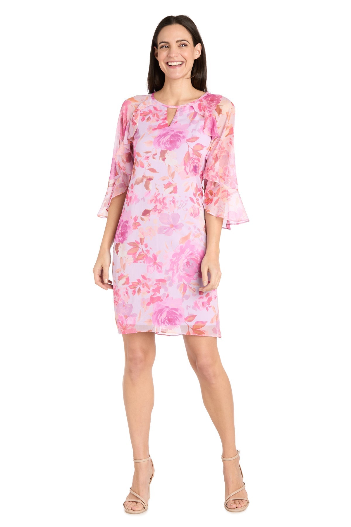 Cocktail Dresses Ruffle Short Floral Cocktail Dress Lavender/Rose