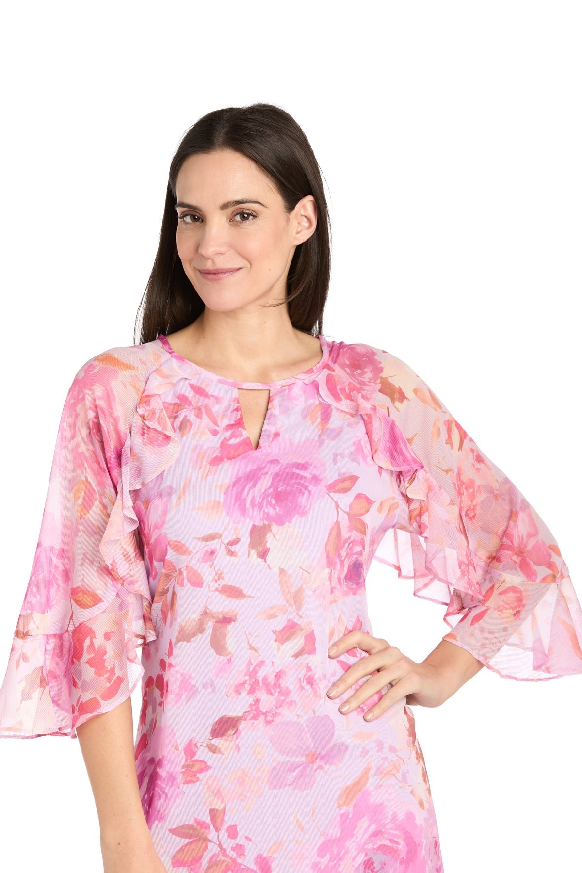 Cocktail Dresses Ruffle Short Floral Cocktail Dress Lavender/Rose