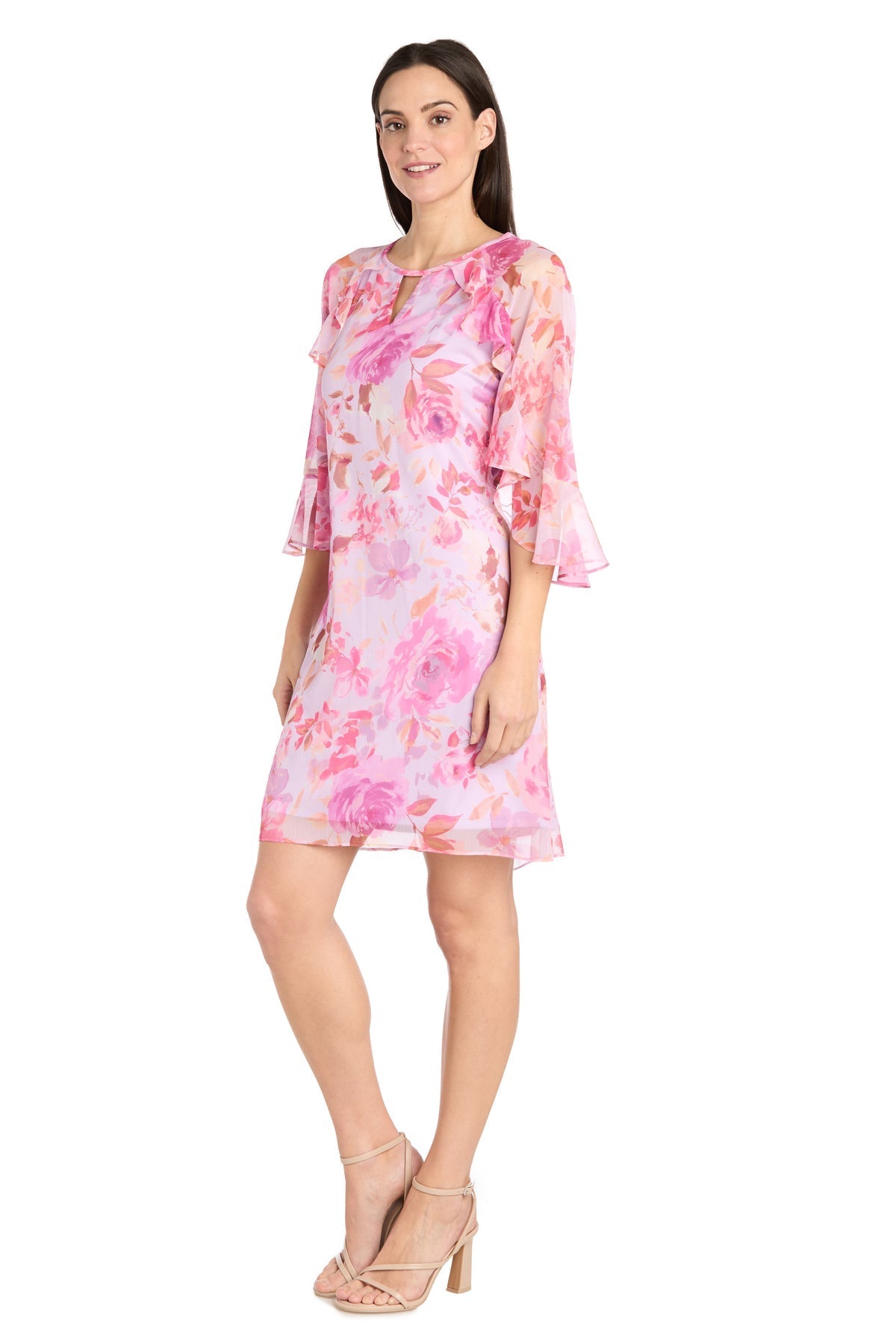 Cocktail Dresses Ruffle Short Floral Cocktail Dress Lavender/Rose