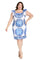 Plus Size Dresses Plus Size Short Printed Ruffle Dress White/Blue