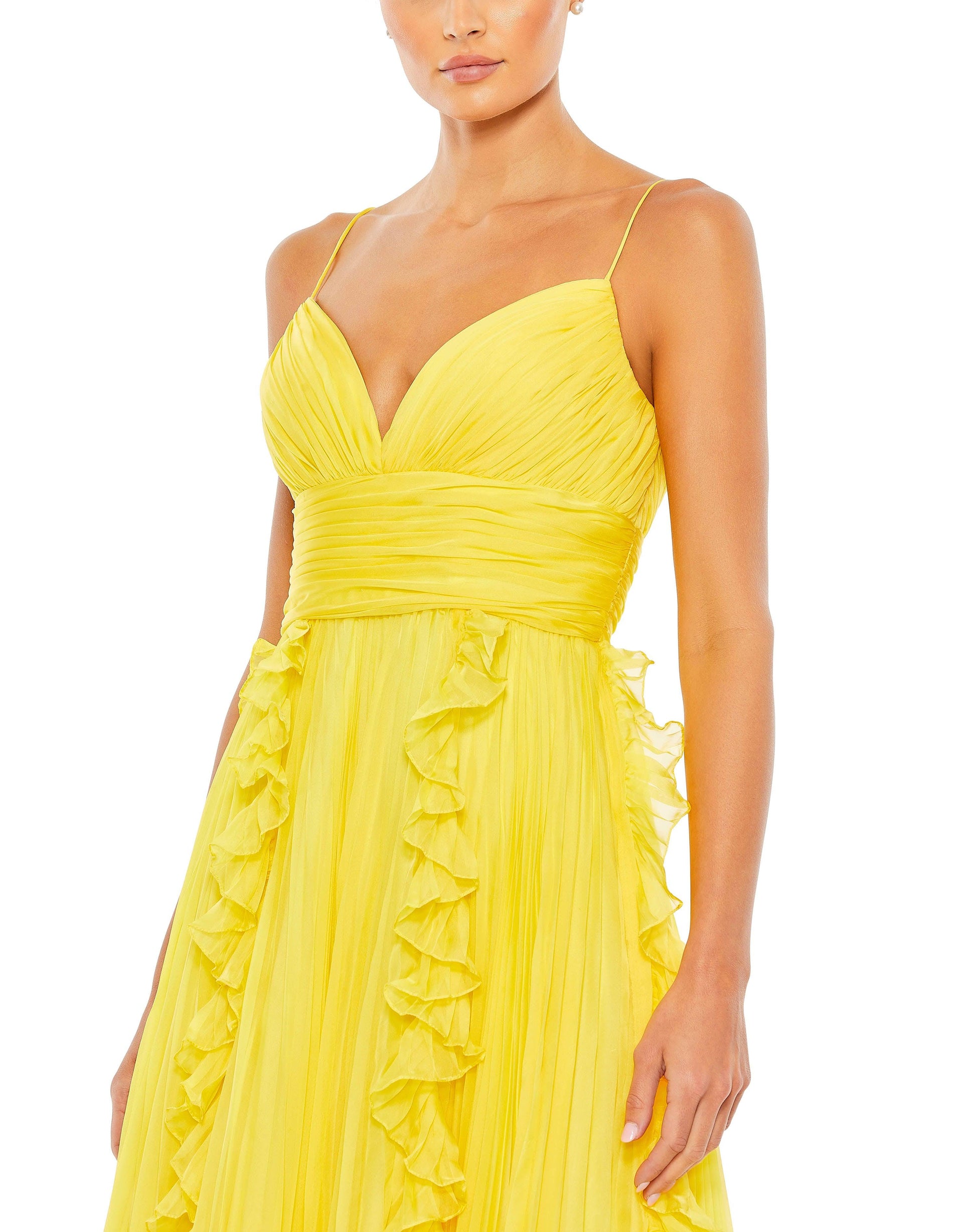 Prom Dresses Long Pleated Formal Prom Ruffle Dress Sunshine