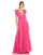 Formal Dresses Long Rufle Cap Sleeve Formal Dress Fuchsia