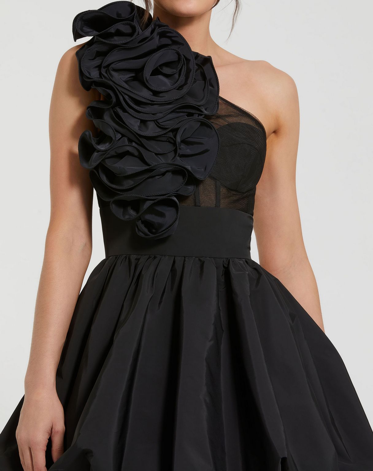 Cocktail Dresses Short Ruffle Cocktail Bubble Mini Dress Black