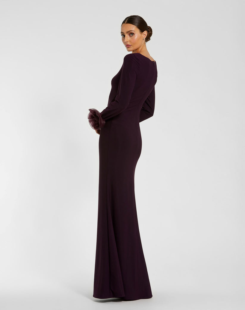 Formal Dresses Long Sleeve 3D Flowers Fitted Formal Evening Dress Amethyst
