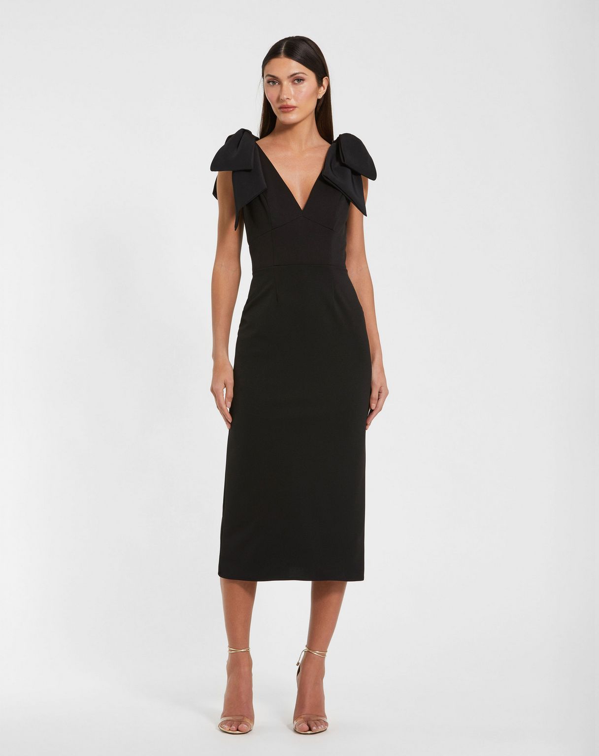 Formal Dresses Fitted Tea Length Formal Dress Black