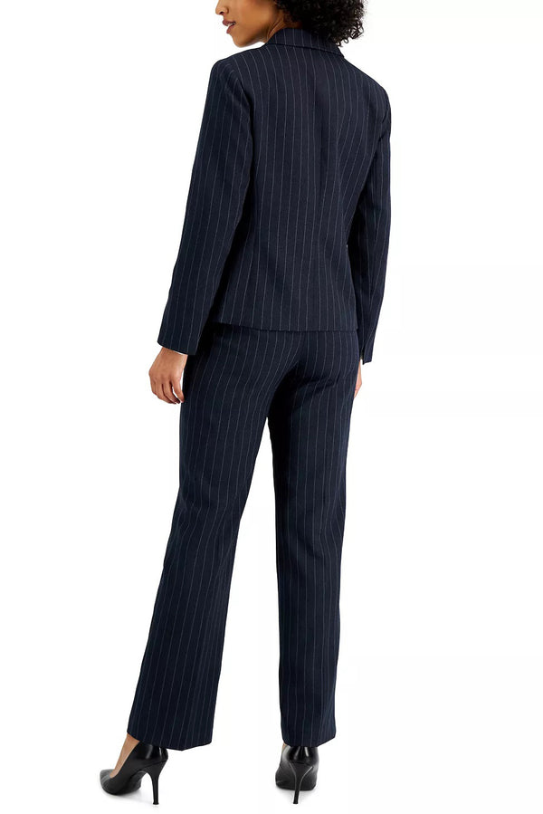 Pant Suit Two Pice Long Formal Petite Pant Suit  Navy Steel Blue