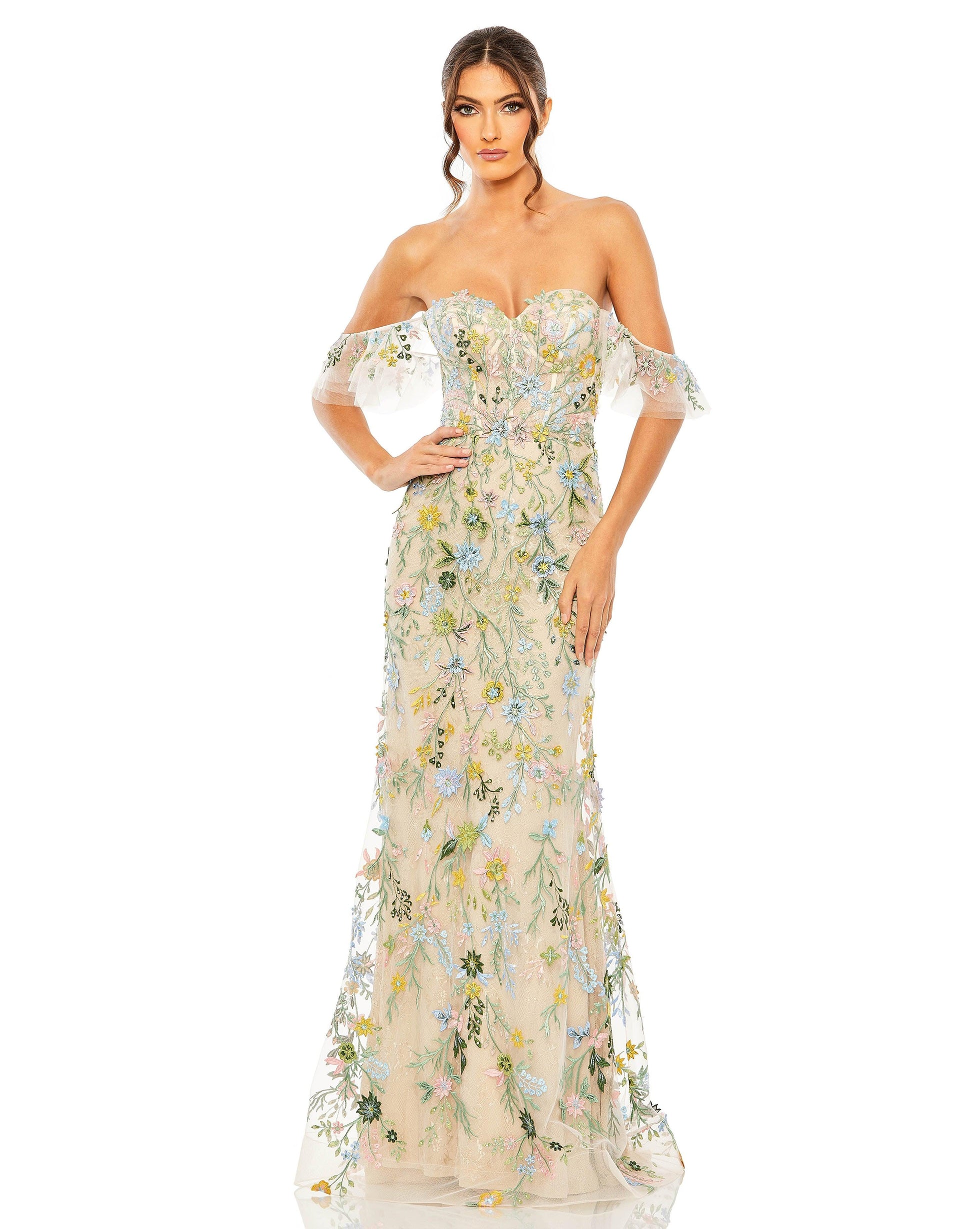 Prom Dresses Long Off Shoulder Lace Prom Gown Pastel Multi