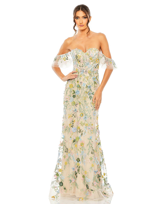 Prom Dresses Long Off Shoulder Lace Prom Gown Pastel Multi