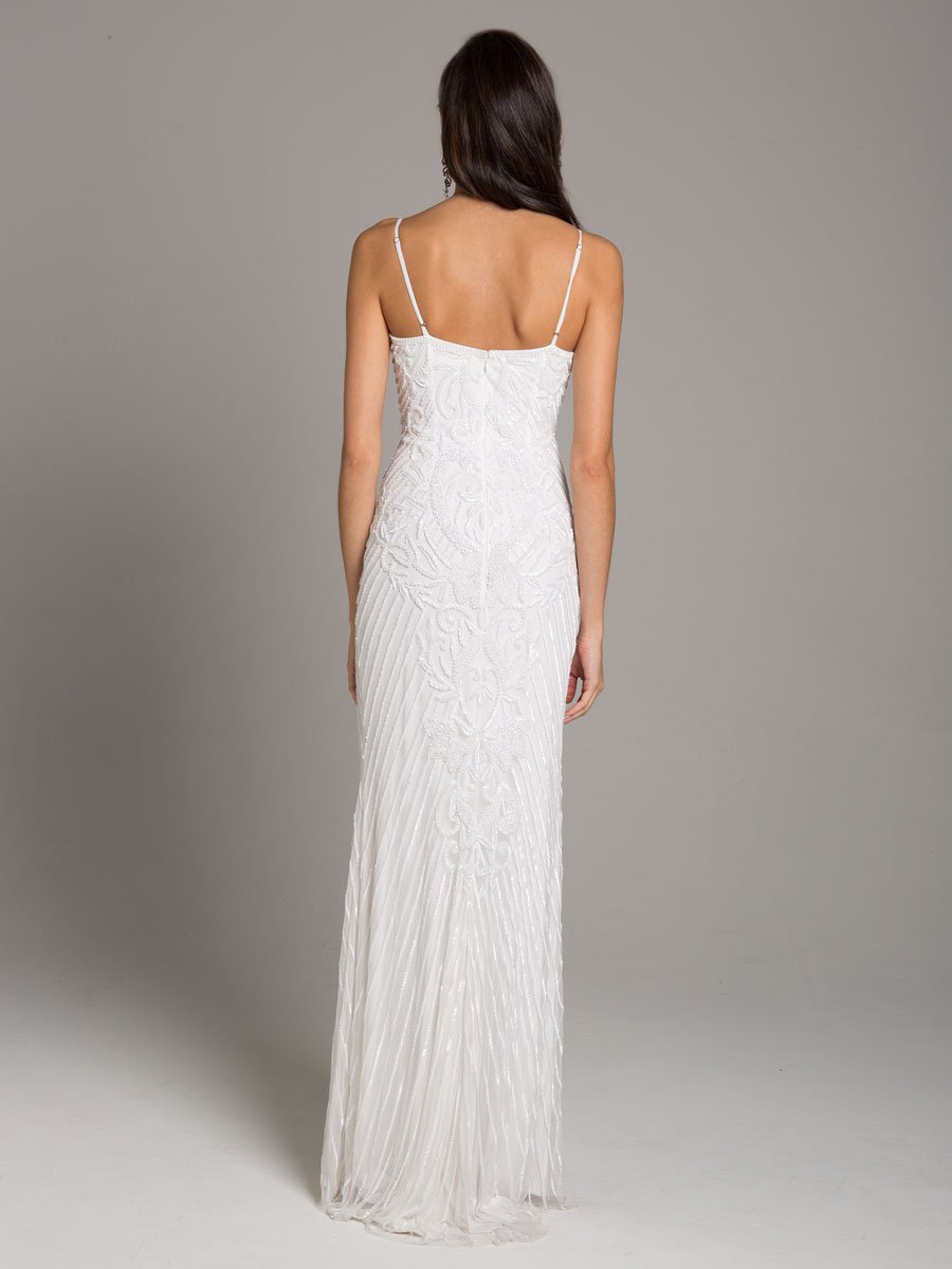 Wedding Dresses Long Beaded Sequin Wedding Dress Ivory