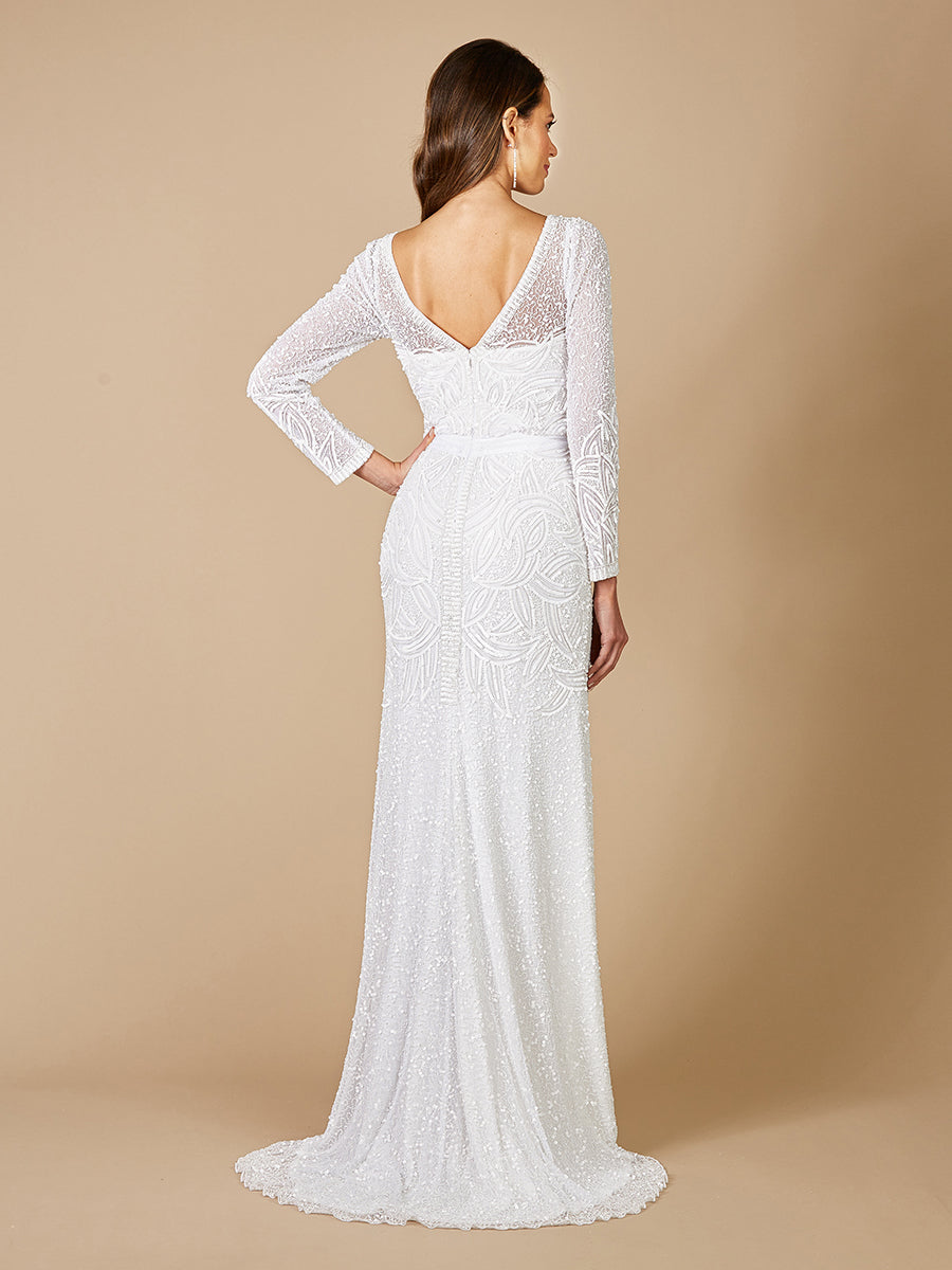 Wedding Dresses Long Beaded Wedding Bridal Dress Ivory