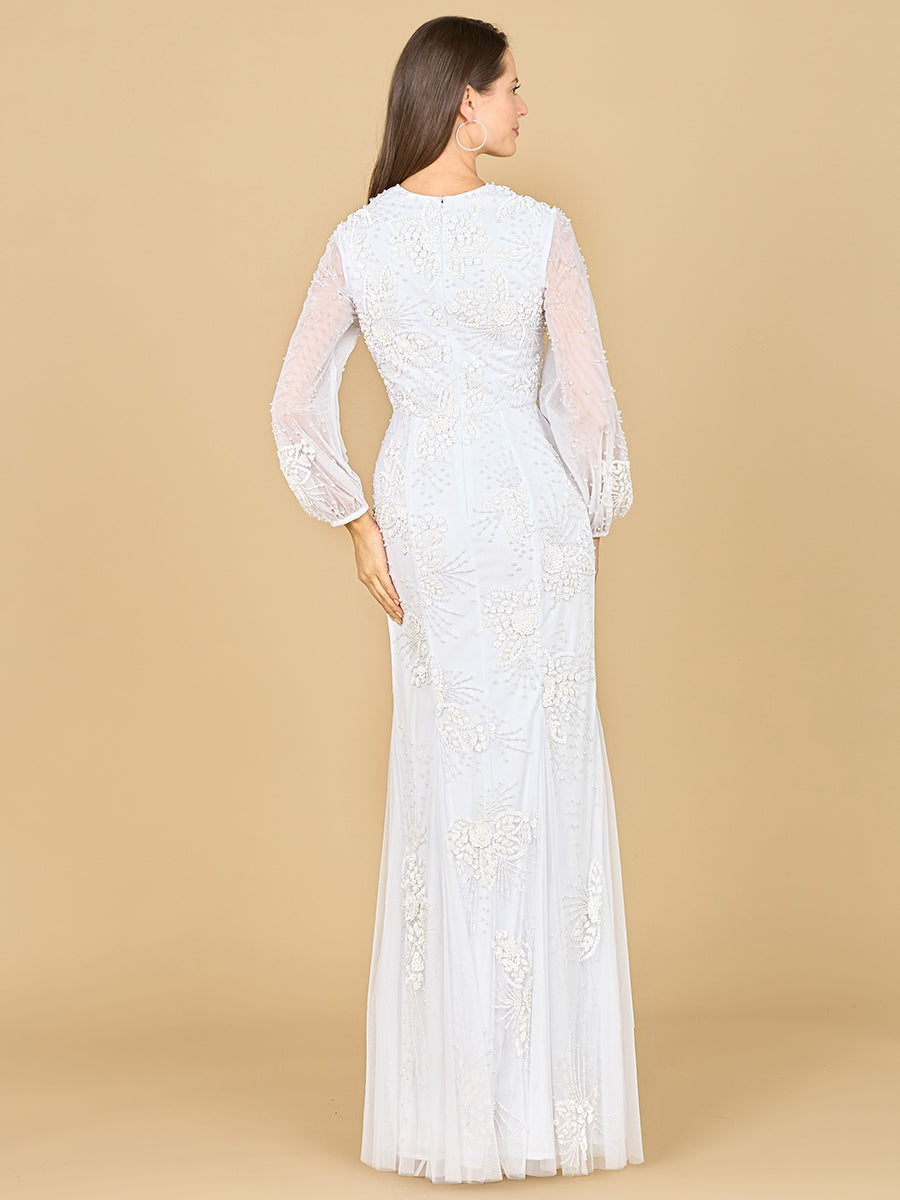 Wedding Dresses Beaded Bridal Gown Long Mermaid Wedding Dress Ivory