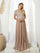 Mother of the Bride Dresses Mother of the Bride Long Formal Metallic Dress Mocha