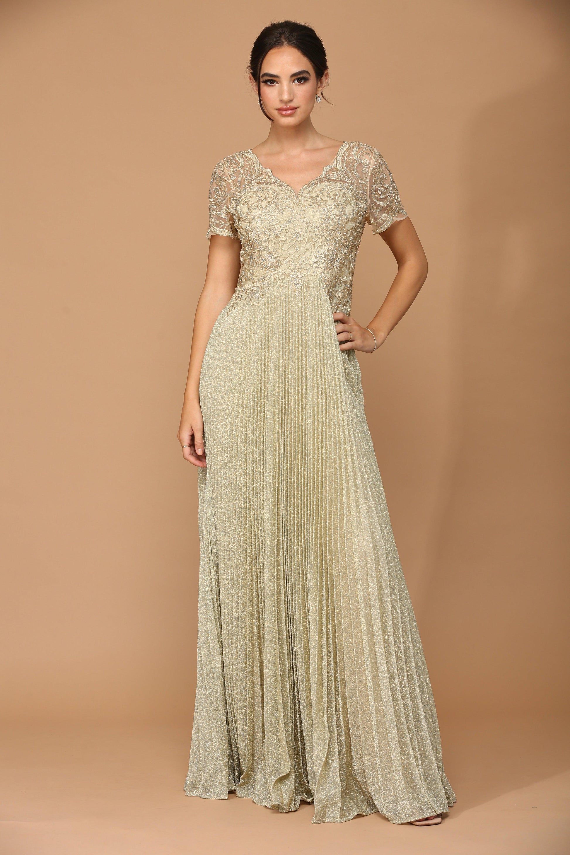 Mother of the Bride Dresses Mother of the Bride Long Formal Metallic Dress Champagne