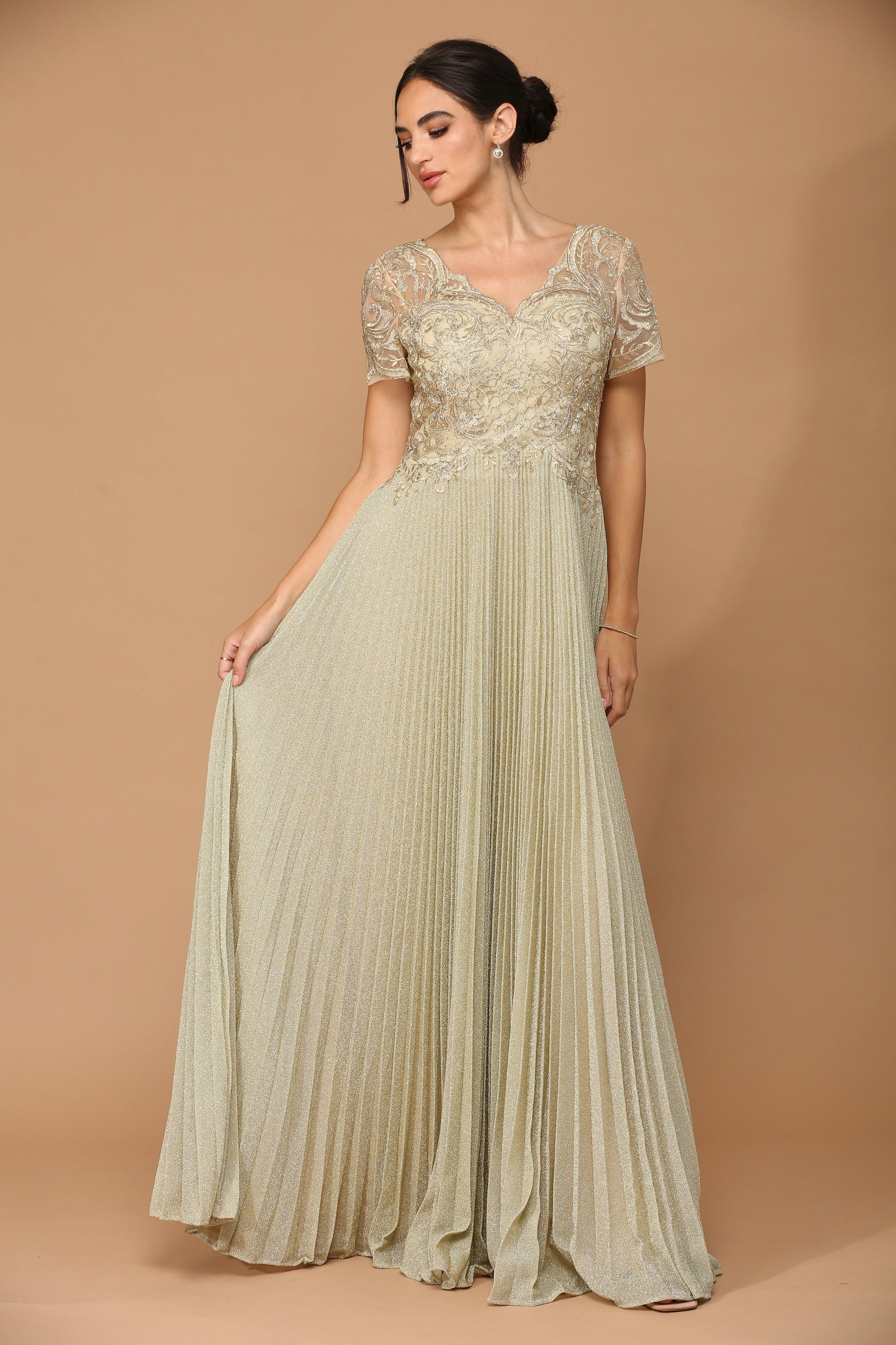 Mother of the Bride Dresses Mother of the Bride Long Formal Metallic Dress Champagne