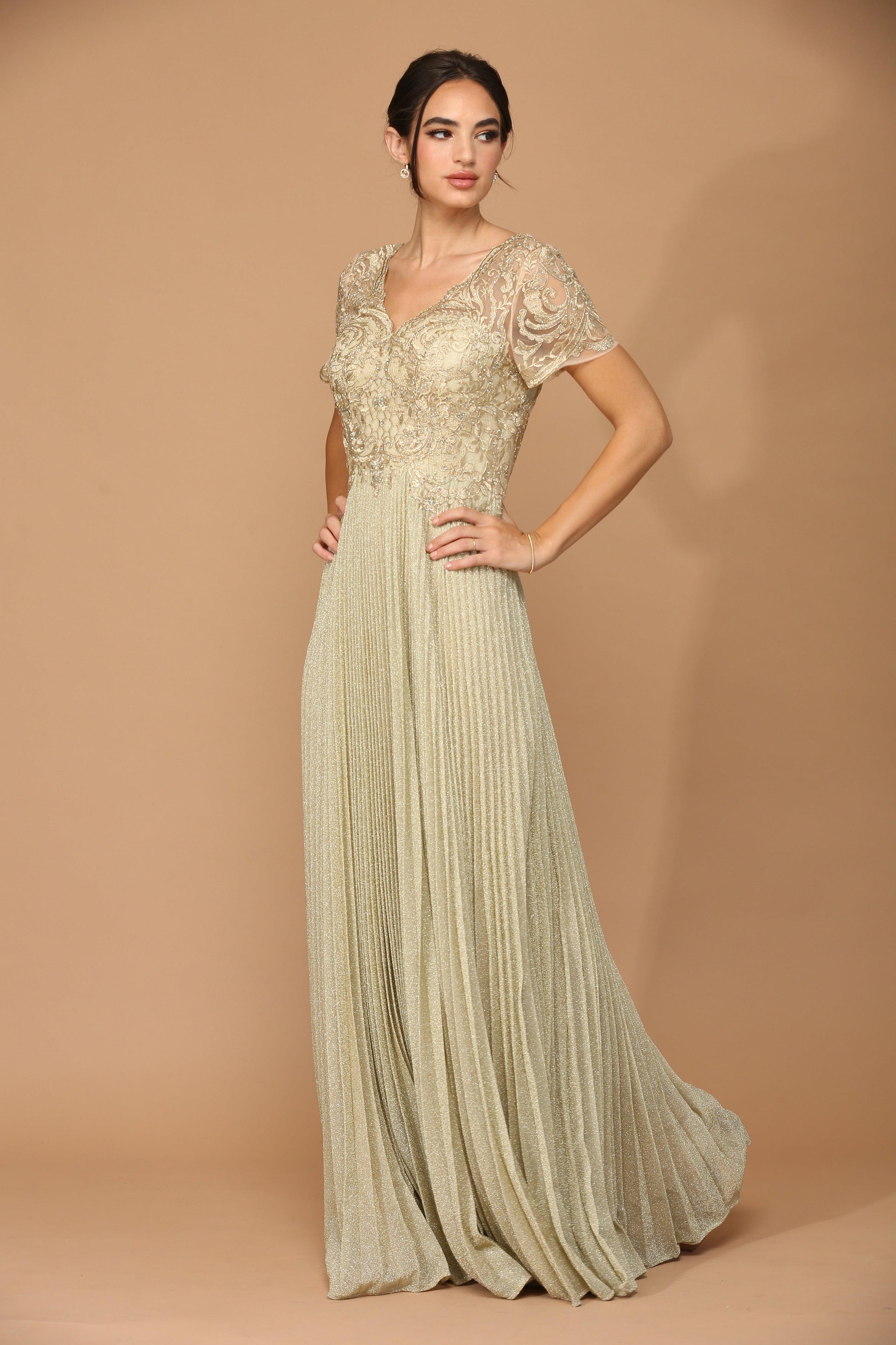 Mother of the Bride Dresses Mother of the Bride Long Formal Metallic Dress Champagne