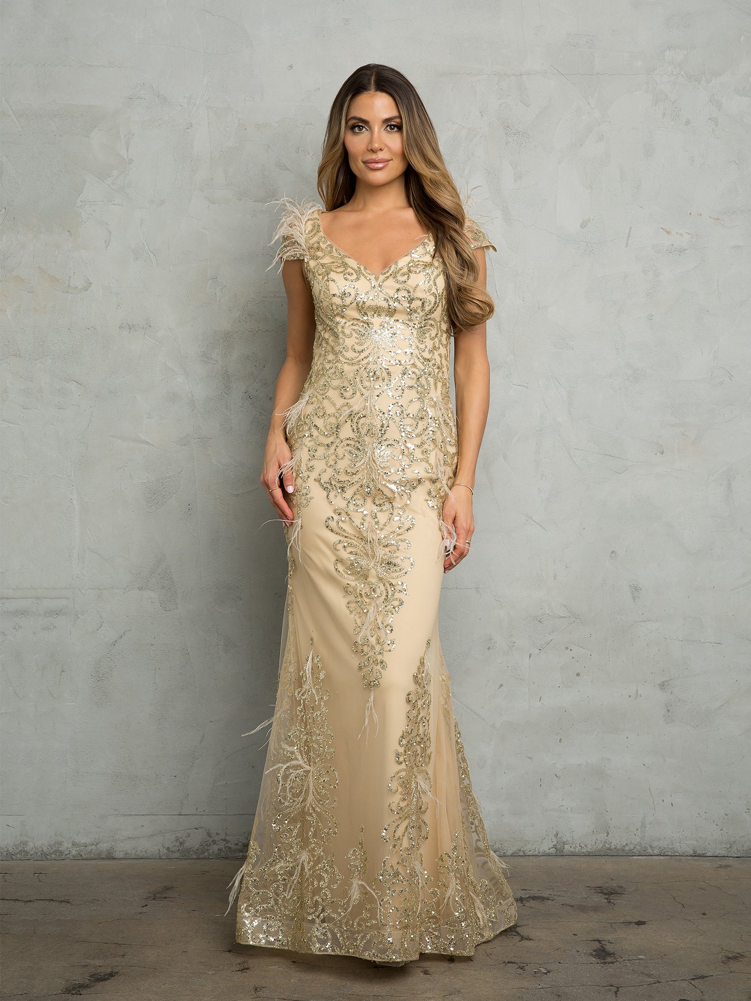 Mother of the Bride Dresses Fitted Long Glitter Formal Mother of the Bride Dress  Champagne
