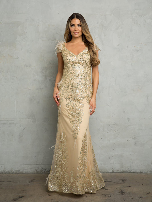 Mother of the Bride Dresses Fitted Long Glitter Formal Mother of the Bride Dress  Champagne