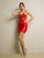 Cocktail Dresses Short Fitted Metallic Cocktail Dress Red