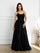 Prom Dresses A Line Long Formal Lace Applique Corset Prom Dress Black
