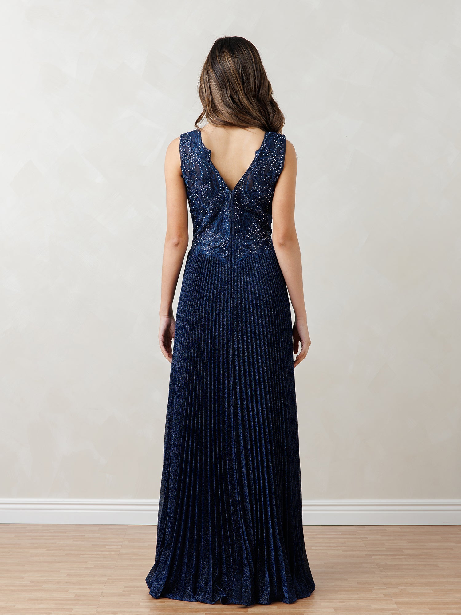 Mother of the Bride Dresses Long Two Piece Mother of the Bride Pleated Dress Navy