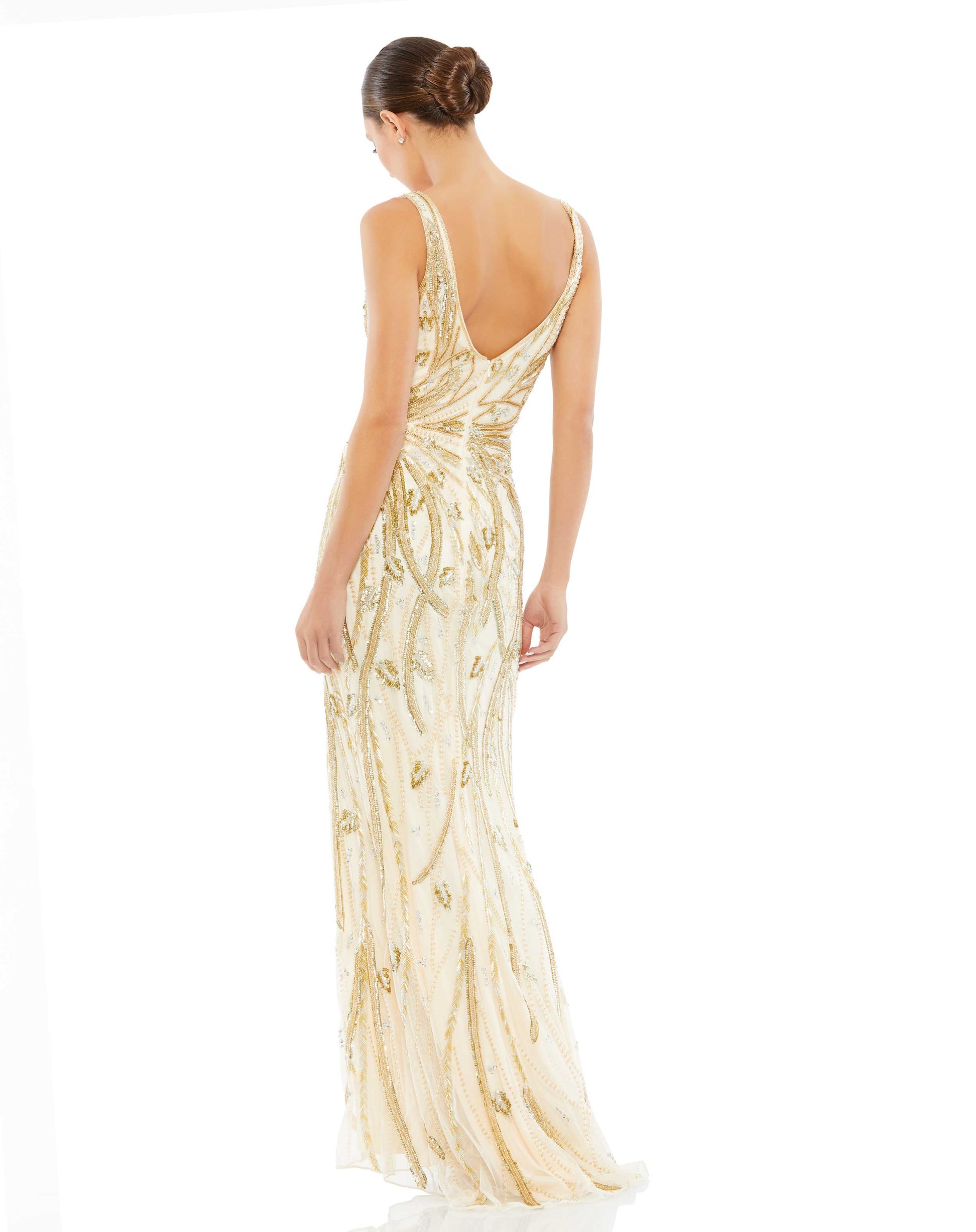 Prom Dresses Long Beaded Sequin Prom Formal Dress Nude
