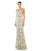Formal Dresses Long Embellished V Neck Cap Sleeve Sequin Dress Nude Silver